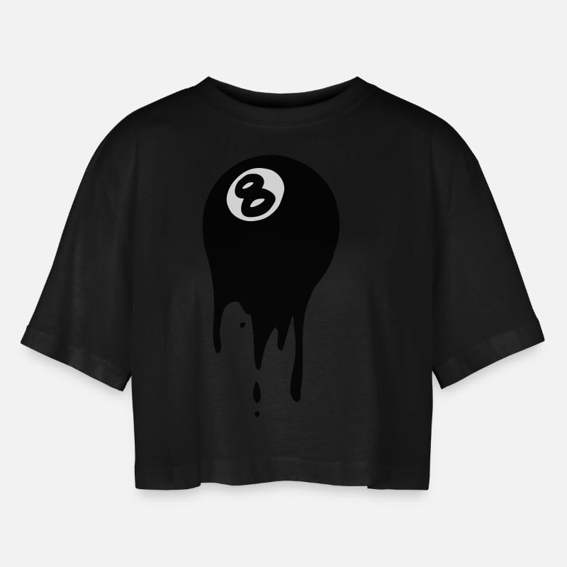 Billardkugel - Frauen Oversized Cropped T-Shirt - Schwarz
