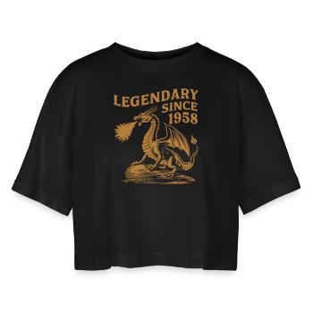 Legendär Seit 1958 Geburtstag Drachen Fantasy - Frauen Oversized Cropped T-Shirt - Schwarz - Vorne - AI Model Female 172 light (172cm)