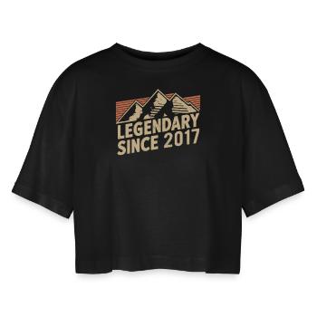 Legendary since 2017 Birthday - Women’s Oversized Cropped T-Shirt - black - Front - AI Model Female 172 light (172cm)