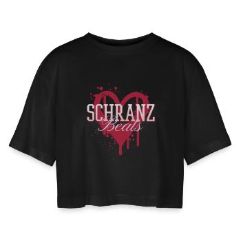 Schranz slår techno-rave - Oversize cropped T-shirt til damer - sort - Foran - AI Model Female 172 light (172cm)