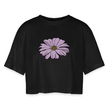 Blume pastell Blume Blumen pastell Blumen flieder - Frauen Oversized Cropped T-Shirt - Schwarz - Vorne - AI Model Female 172 light (172cm)