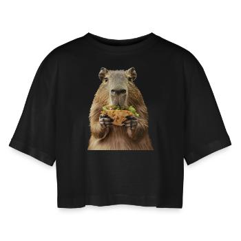Capybara - T-shirt court oversize Femme - noir - Devant - AI Model Female 172 light (172cm)