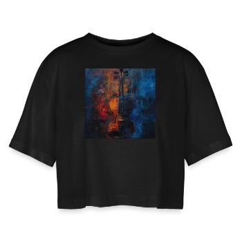 Violine - Frauen Oversized Cropped T-Shirt - Schwarz - Vorne - AI Model Female 172 light (172cm)