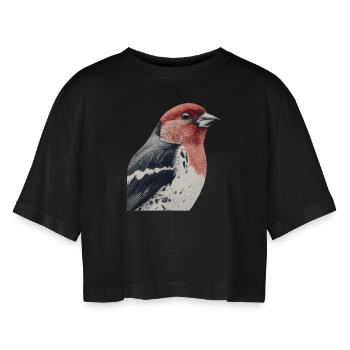 Finch Bird - Frauen Oversized Cropped T-Shirt - Schwarz - Vorne - AI Model Female 172 light (172cm)