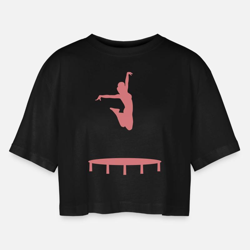Trampoline - Women’s Oversized Cropped T-Shirt - black