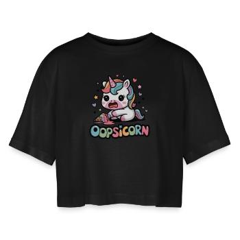Oopsicorn - T-shirt court oversize Femme - noir - Devant - AI Model Female 172 light (172cm)