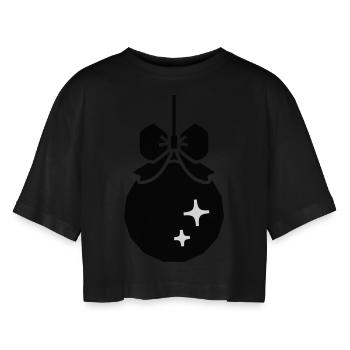 Christmas decorative ball - Women’s Oversized Cropped T-Shirt - black - Front - AI Model Female 172 light (172cm)
