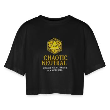 Chaotische neutrale Würfel - Frauen Oversized Cropped T-Shirt - Schwarz - Vorne - AI Model Female 172 light (172cm)