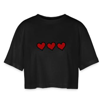 Herzen Symbole Liebe - Frauen Oversized Cropped T-Shirt - Schwarz - Vorne - AI Model Female 172 light (172cm)