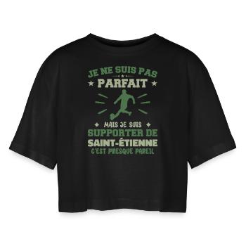 I am a supporter of Saint Étienne - Women’s Oversized Cropped T-Shirt - black - Front - AI Model Female 172 light (172cm)