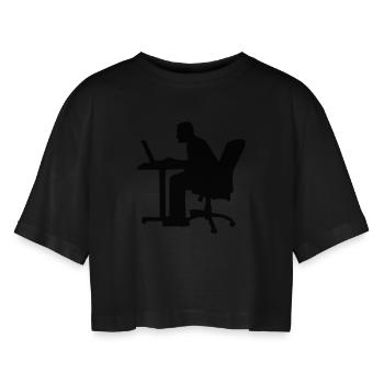 Computer - Frauen Oversized Cropped T-Shirt - Schwarz - Vorne - AI Model Female 172 light (172cm)