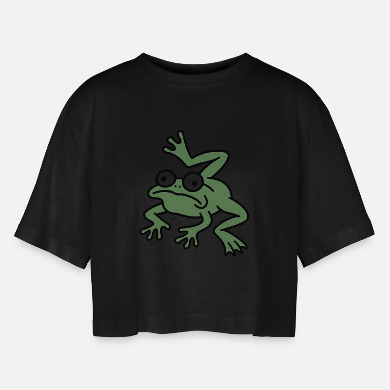 Derpy Frog leg - Women’s Oversized Cropped T-Shirt - black