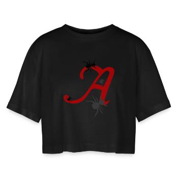 Letter A Initial - Women’s Oversized Cropped T-Shirt - black - Front - AI Model Female 172 light (172cm)