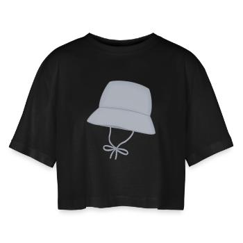 Pastel Bucket Hat with Chin Strap - Women’s Oversized Cropped T-Shirt - black - Front - AI Model Female 172 light (172cm)
