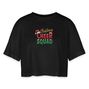 Joie de l’équipe de Noël - T-shirt court oversize Femme - noir - Devant - AI Model Female 172 light (172cm)