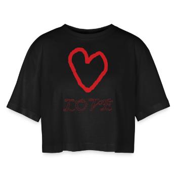 L’amour pour tout le monde - T-shirt court oversize Femme - noir - Devant - AI Model Female 172 light (172cm)