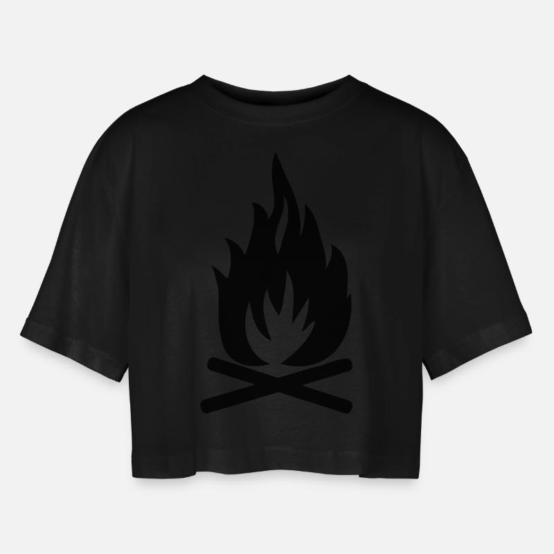 Hoguera - Camiseta oversized cropped para mujer - negro