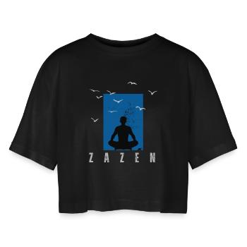 Méditation zazen - T-shirt court oversize Femme - noir - Devant - AI Model Female 172 light (172cm)