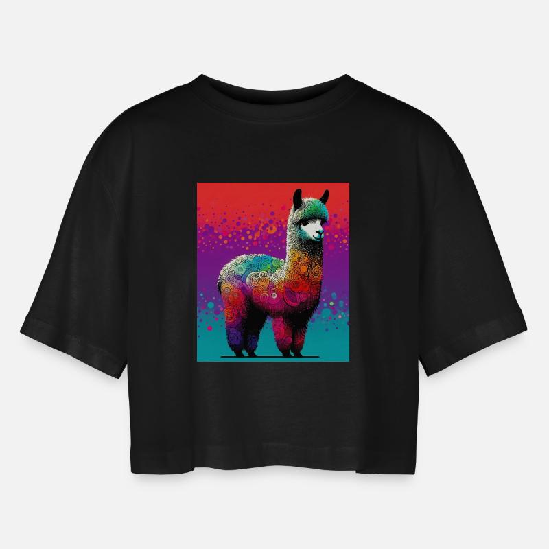 Alpacka - Oversized croppad T-shirt dam - svart