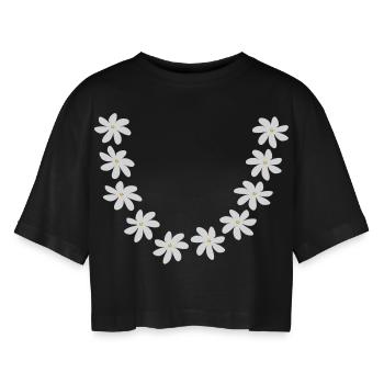 collier tiare couronne sans feuille Tahiti - T-shirt court oversize Femme - noir - Devant - AI Model Female 172 light (172cm)