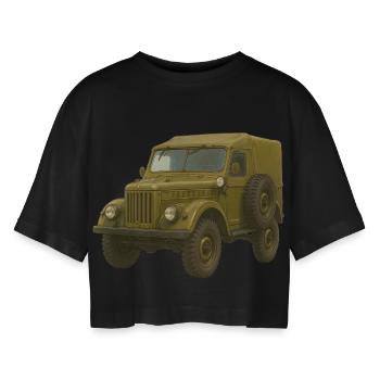gaz 69 - Women’s Oversized Cropped T-Shirt - black - Front - AI Model Female 172 light (172cm)