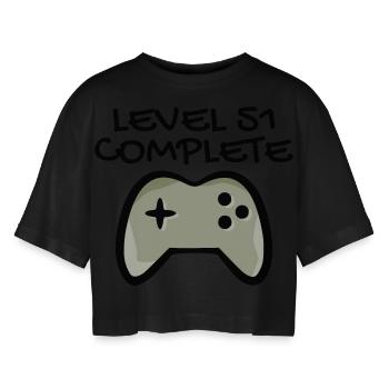 51st birthday - 51 years gift - Women’s Oversized Cropped T-Shirt - black - Front - AI Model Female 172 light (172cm)