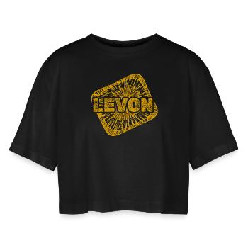 Sternenstaub Levon - Frauen Oversized Cropped T-Shirt - Schwarz - Vorne - AI Model Female 172 light (172cm)