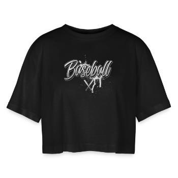 Lettrage de baseball - T-shirt court oversize Femme - noir - Devant - AI Model Female 172 light (172cm)