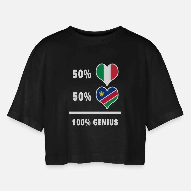 Brilliant Italy and Namibia / Gift - Women’s Oversized Cropped T-Shirt - black