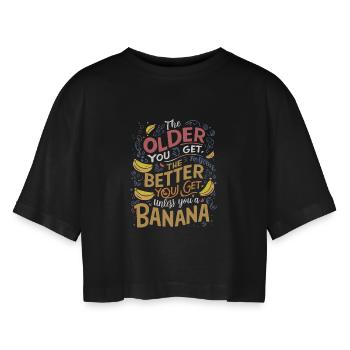 Funny Quote - Women’s Oversized Cropped T-Shirt - black - Front - AI Model Female 172 light (172cm)