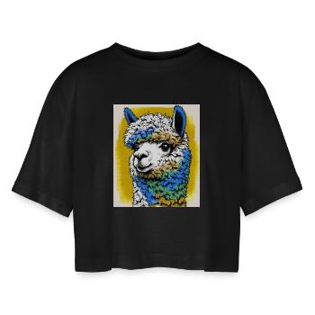 Alpaga - T-shirt court oversize Femme - noir - Devant - AI Model Female 172 light (172cm)