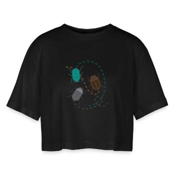 animaux drôles plantes fruits légumes enfants motifs - T-shirt court oversize Femme - noir - Devant - AI Model Female 172 light (172cm)
