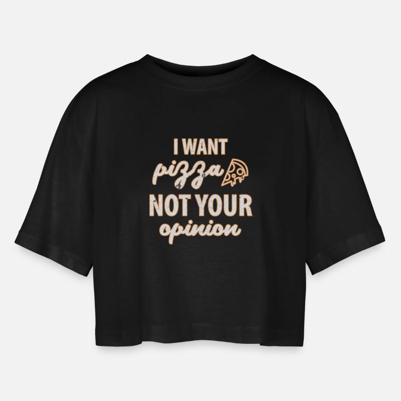 Pizza - Women’s Oversized Cropped T-Shirt - black