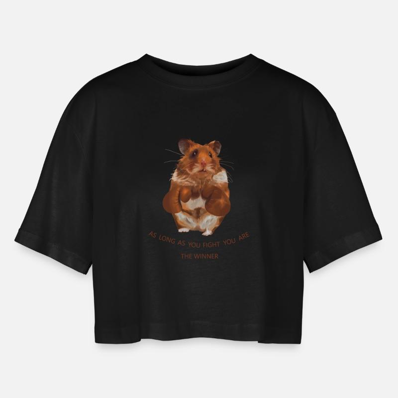 Fighter - Women’s Oversized Cropped T-Shirt - black