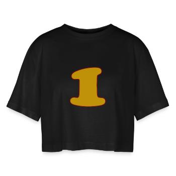 1 - Frauen Oversized Cropped T-Shirt - Schwarz - Vorne - AI Model Female 172 light (172cm)
