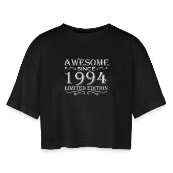 1994 - Jahrgang 1994 - Frauen Oversized Cropped T-Shirt - Schwarz - Vorne - AI Model Female 172 light (172cm)