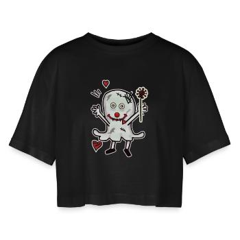 Halloween Ghost Love Chagrin d’amour Chagrin d’amour - T-shirt court oversize Femme - noir - Devant - AI Model Female 172 light (172cm)