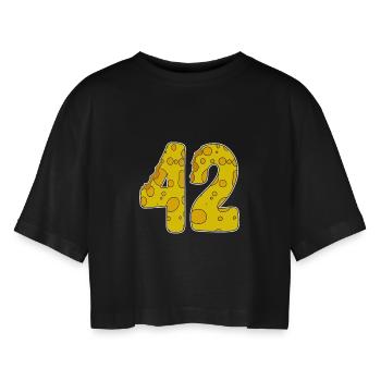 42 ans de Lustig Käse - T-shirt court oversize Femme - noir - Devant - AI Model Female 172 light (172cm)