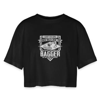 Baggerfahrer Sprüche Baugeräteführer Hochbau  - Frauen Oversized Cropped T-Shirt - Schwarz - Vorne - AI Model Female 172 light (172cm)
