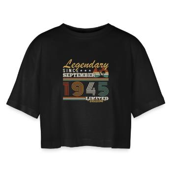 Vintage Cadeau Anniversaire Nées En Septembre 1945 - T-shirt court oversize Femme - noir - Devant - AI Model Female 172 light (172cm)