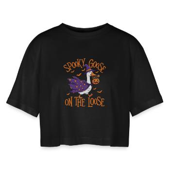 Spooky Goose On The Loose Halloween Humour - T-shirt court oversize Femme - noir - Devant - AI Model Female 172 light (172cm)
