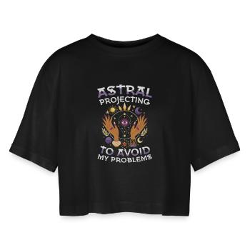 Astral Projecting To Avoid My Problems Esotericism - Women’s Oversized Cropped T-Shirt - black - Front - AI Model Female 172 light (172cm)