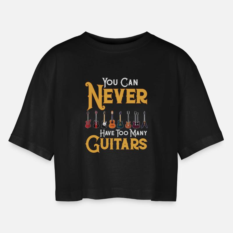 Never too many guitars - Women’s Oversized Cropped T-Shirt - black