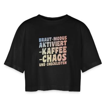 Bachelor Party Team Bride Hen Party - Women’s Oversized Cropped T-Shirt - black - Front - AI Model Female 172 light (172cm)