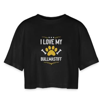 Ich liebe Bullmastiff - Frauen Oversized Cropped T-Shirt - Schwarz - Vorne - AI Model Female 172 light (172cm)