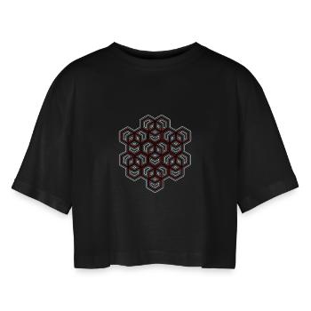 Festival Party Celebrate Geometric Cube Pattern - Women’s Oversized Cropped T-Shirt - black - Front - AI Model Female 172 light (172cm)