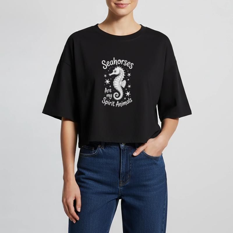 Seepferdchen Spruch Lustiges Seepferdchen Geschenk Frauen Oversized Cropped T-Shirt