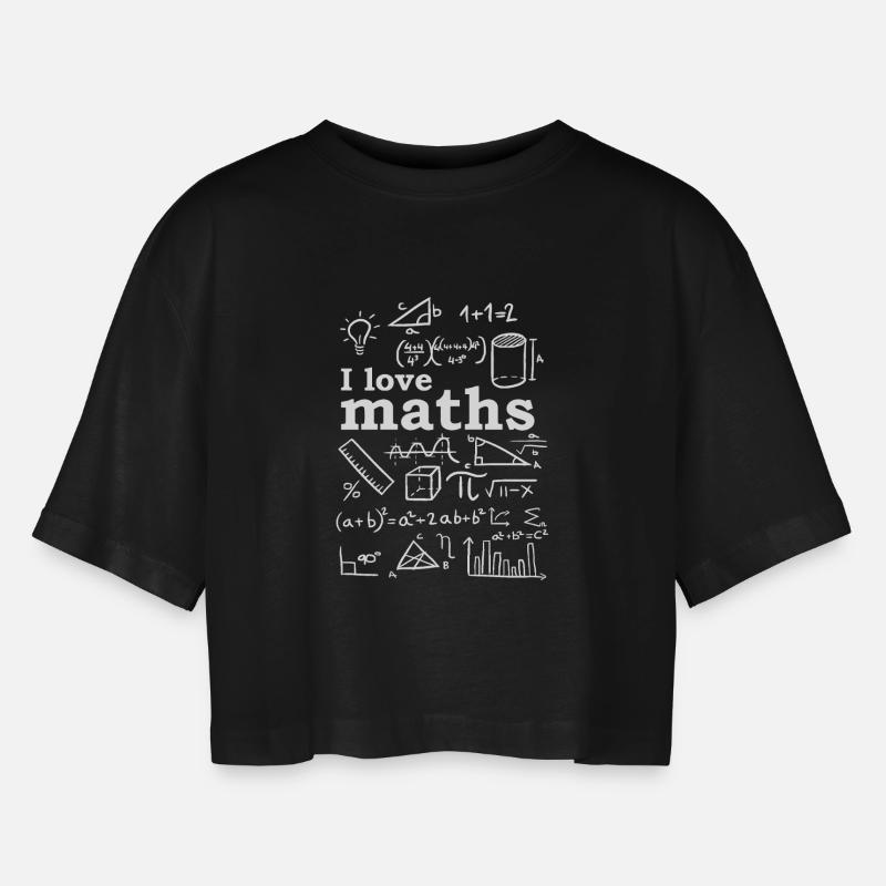 I Love Math - Women’s Oversized Cropped T-Shirt - black
