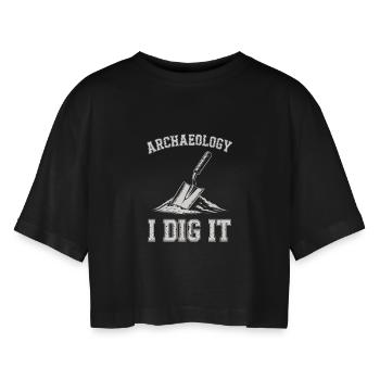 Archéologie I Dig It Conception de truelle - T-shirt court oversize Femme - noir - Devant - AI Model Female 172 light (172cm)