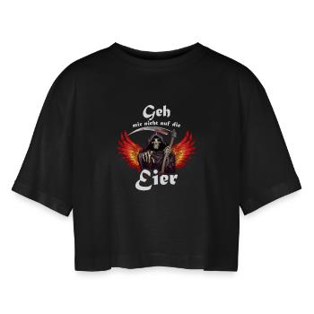 Wing Reaper with Scythe - Women’s Oversized Cropped T-Shirt - black - Front - AI Model Female 172 light (172cm)